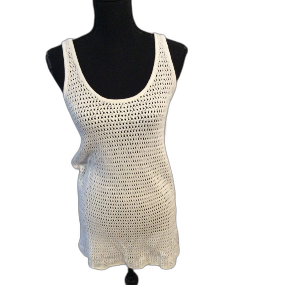New NWT Hollister Crochet Swim Cover White tie Back Small S Cotton
